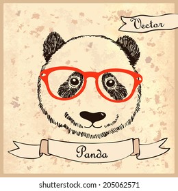 Sketch head of panda. Hand drawing.  Illustration for greeting cards, invitations, and other printing and web projects.