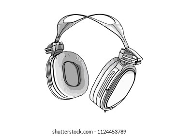 sketch headphones vector