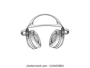 sketch headphones vector