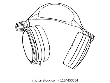 sketch headphones vector