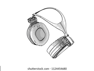 sketch headphones vector