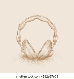 Sketch Headphones. Vector eps 8. File has layers. You can change the color, remove the shadow, place objects for headphones.