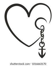 Sketch of heart with anchor