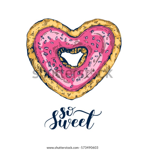 Sketch Heart Donut Fast Food Illustration Stock Vector Royalty