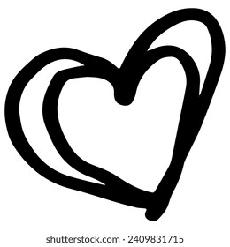 Esbozar Doodle Corazón. Elemento de línea de lápiz. Esbozo simple de énfasis de línea, atención, elementos de patrón. Ilustración vectorial.