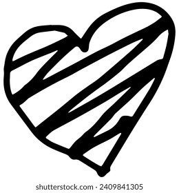 Sketch Heart Doodle. Pen line element. Simple sketch line style emphasis, attention, pattern elements. Vector illustration.