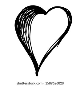 Sketch of a heart drawn by hand. Valentine's Day. Symbol of love. White isolated background. Flat style for design, logo. Stock vector illustration.