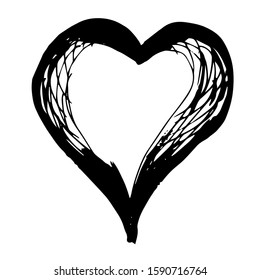 Sketch of a heart drawn by hand. Valentine's Day. Symbol of love. White isolated background. Flat style for design, logo. Stock vector illustration.Line art