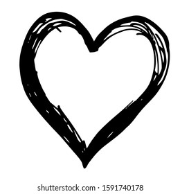 Sketch of a heart drawn by hand. Valentine's Day. Symbol of love. White isolated background. Flat style for design, logo. Stock vector illustration.