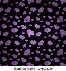 Sketch heart elements on purple, black and neutral colors. Vector illustration. Love repeated backdrop for girl, textile, clothes, wrapping paper. Romantic seamless. Valentine':s day.