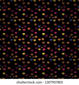 Sketch heart elements on purple, yellow and black colors. Valentine':s day. Baby background with colorful hearts. Hearts seamless pattern. Flat background for design. Vector design. Wrapping paper.