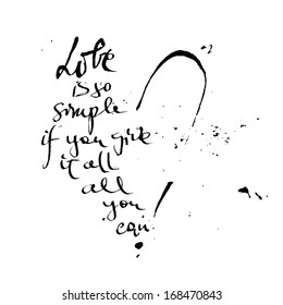 Sketch of a heart with an expression about love