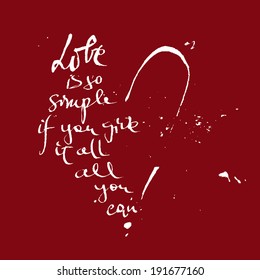 Sketch of a heart with an expression about love