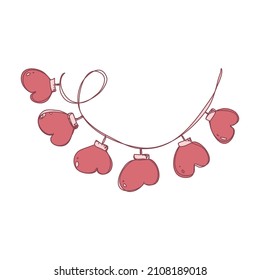 boceto Heart garland para el diseño de San Valentín. Decoración para carteles, tarjetas de felicitación e invitaciones.