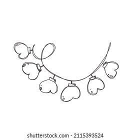 sketch Heart garland for Valentine's Day design. Decoration for banners, greeting cards and invitations.