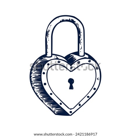 Sketch Heart Lock Icon Vector Illustration