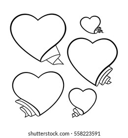 Sketch heart set. Vector illustration