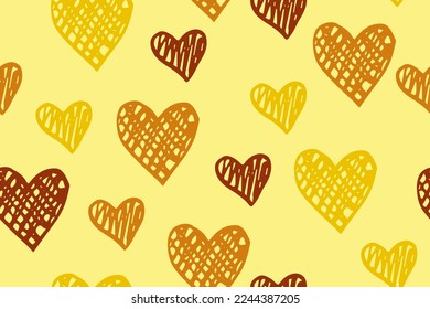 Sketch heart shapes vector endless pattern. Love concept background. Holiday decorative print. Cute hearts ornament. Wedding wrapping paper. Lovely baby clothes design.