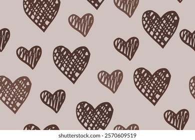 Sketch heart shapes vector endless pattern. Love concept background. Hand drawn texture hearts ornament. Valentine Day wrapping paper. Romantic fabric print.