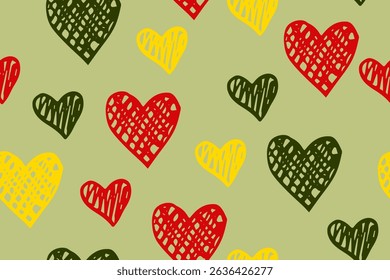 Sketch heart shapes vector endless pattern. Love concept background. Holiday decorative print. Hand drawn texture hearts ornament. Valentine Day wrapping paper. Romantic fabric print.