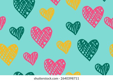 Sketch heart shapes vector endless pattern. Love concept background. Holiday decorative print. Hand drawn texture hearts ornament. Wedding wrapping paper. Romantic textile print. 