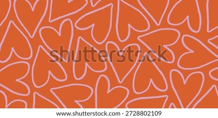 Sketch hearts pattern. Ink scribble background with pencil strokes and rough crayon texture. Abstract romantic doodle print.