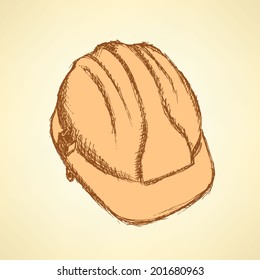 Sketch helmet, vector vintage background eps 10