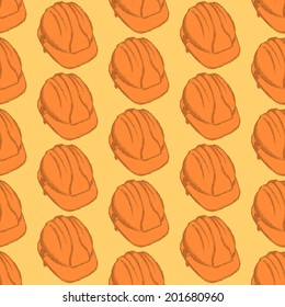 Sketch helmet, vector vintage seamless pattern eps 10