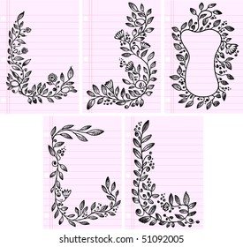 Sketch henna Doodle Vector Illustration Flower Set