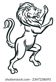 Sketch Heraldry Lion Standing Pose Ornament