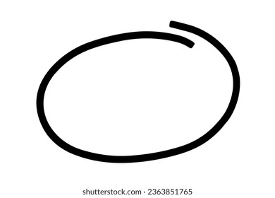 Sketch highlight oval line. Doodle Marker hand drawn highlight scrawl circle. Marker sketch. Highlighting text and important object. Round scribble frame. Stock vector illustration isolated on white.