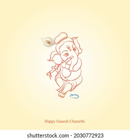 Sketch of Hindu God Lord Ganesha Outline Editable Vector Illustration
