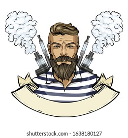 Sketch of hipster man with vaporizer cigarette