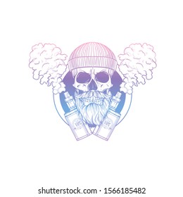 Sketch of hipster skull with vaporizer cigarette