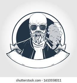 Sketch of hipster with vaporizer cigarette