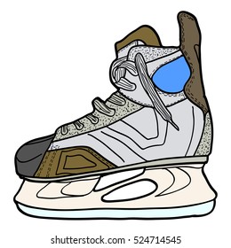 Sketch of hockey skates. Skates to play hockey on ice, vector illustration.