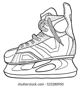 Sketch of hockey skates, vector illustration.