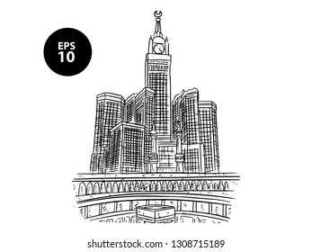 sketch of Holy Kaaba in Mecca Saudi Arabia