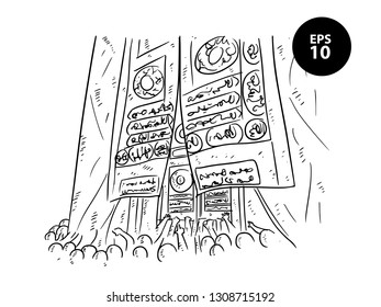 sketch of Holy Kaaba in Mecca Saudi Arabia