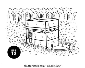 sketch of Holy Kaaba in Mecca Saudi Arabia
