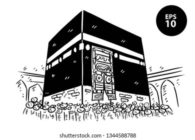 sketch of Holy Kaaba in Mecca Saudi Arabia
