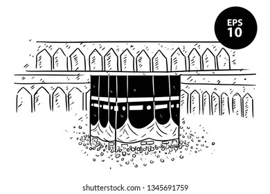 sketch of Holy Kaaba in Mecca Saudi Arabia