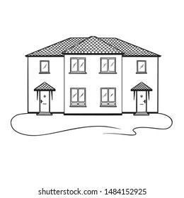 Sketch of home isolated on white background. Vector illustration