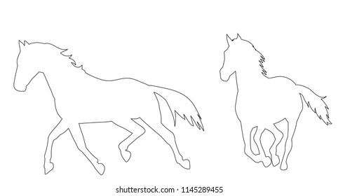 sketch horse running