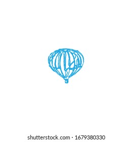 sketch of hot air balloon cartoon sticker design