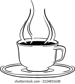 a sketch of a hot coffee in a cup 