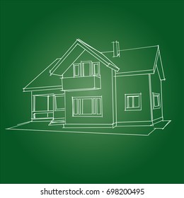 Sketch of  house architecture .Drawing  free hand .