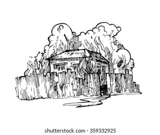 burning house sketch