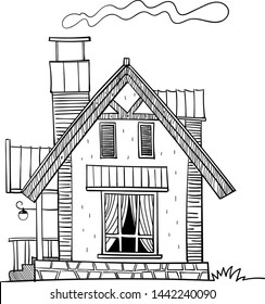 sketch of house hand drawn  