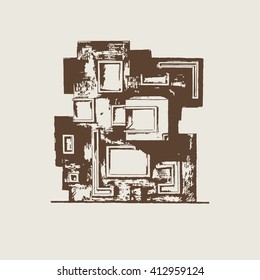 Sketch of house. hand drawn